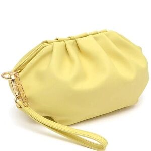 LDT Bailey Leather Butter Yellow Wristlet Clutch Handbag Small NWT